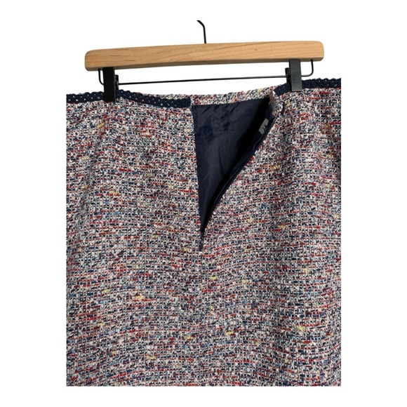 Tahari A Line Tweed Multi Color Metallic Ribbon Trim Waist Mini Skirt Size 16 - Picture 8 of 14